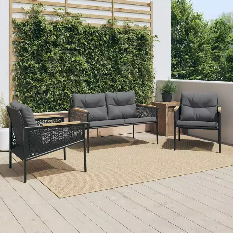 vidaXL Chaises de patio avec coussins, mobilier de jardin extérieur, acier noir