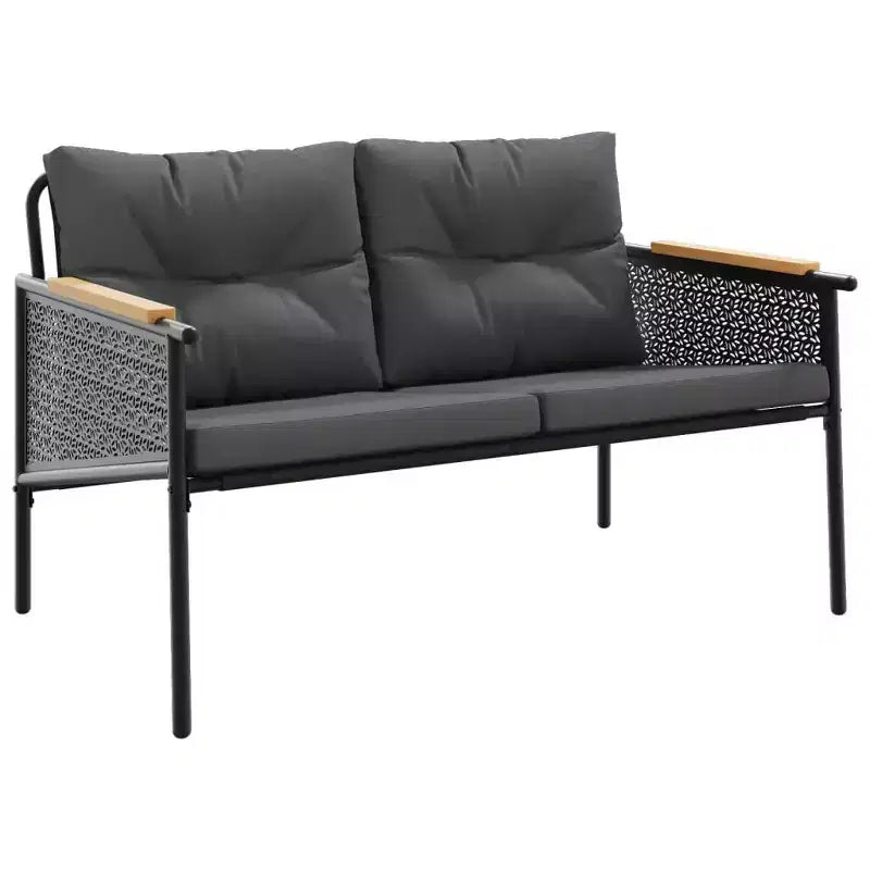 vidaXL Chaises de patio avec coussins, mobilier de jardin extérieur, acier noir