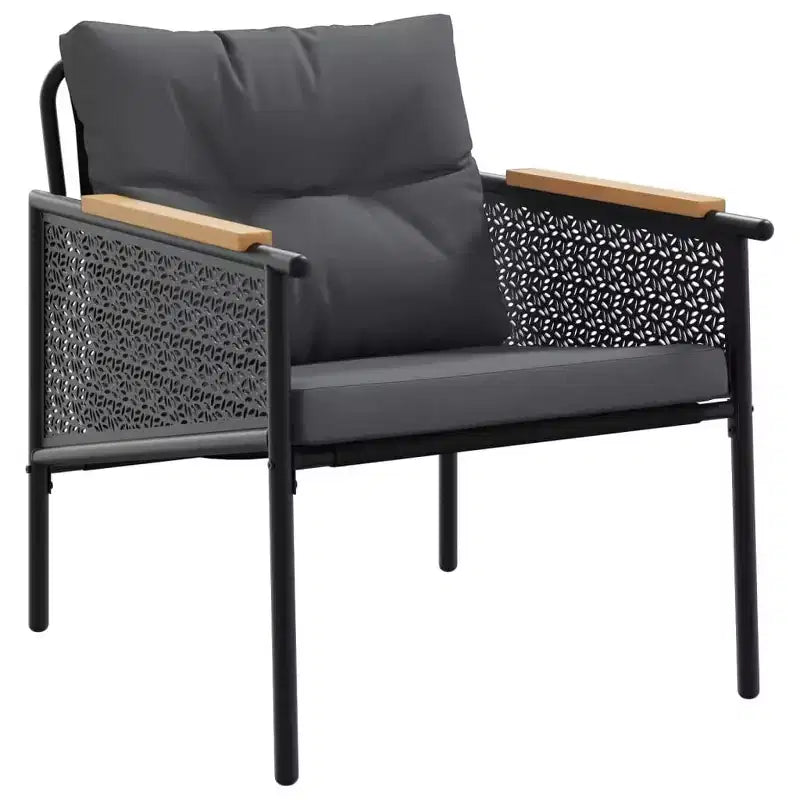 vidaXL Chaises de patio avec coussins, mobilier de jardin extérieur, acier noir