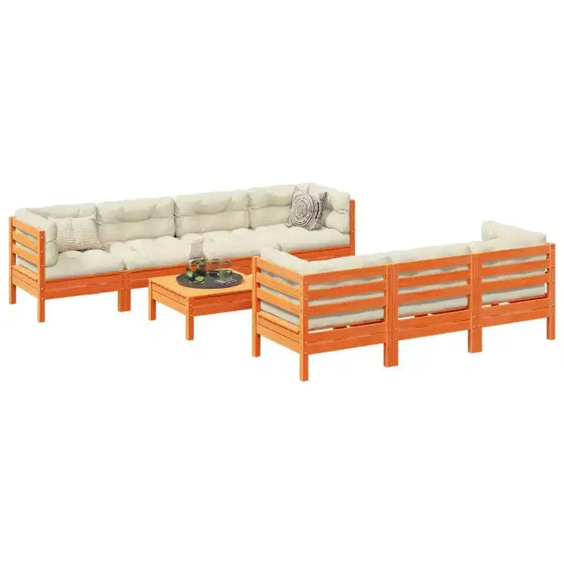 vidaXL Salon de jardin Marron cire Bois de pin massif, Tissu Oxford Grand