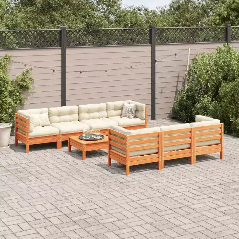 vidaXL Salon de jardin Marron cire Bois de pin massif, Tissu Oxford Grand