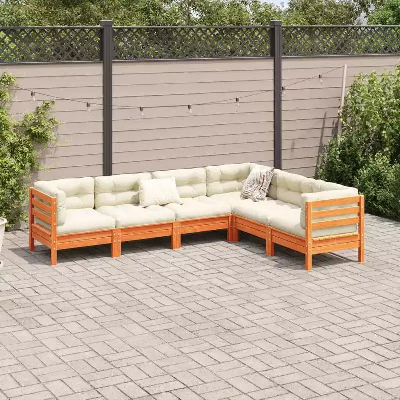 vidaXL Ensemble de canapés de jardin Marron cire Bois de pin massif Grande modularité