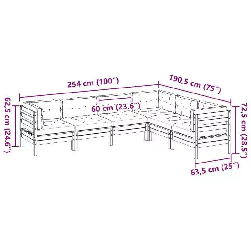vidaXL Ensemble de canapés de jardin Marron cire Bois de pin massif Grande modularité