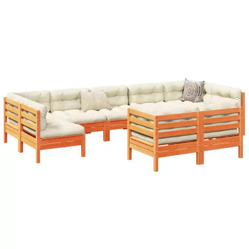 vidaXL Ensemble de canapés de jardin marron cire, crème, bois de pin massif, tissu Oxford