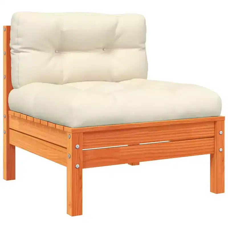 vidaXL Ensemble de canapés de jardin marron cire, crème, bois de pin massif, tissu Oxford