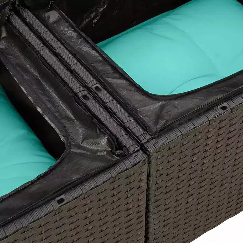 vidaXL Salon de jardin 6 pcs avec coussins Noir Résine tressée Acacia