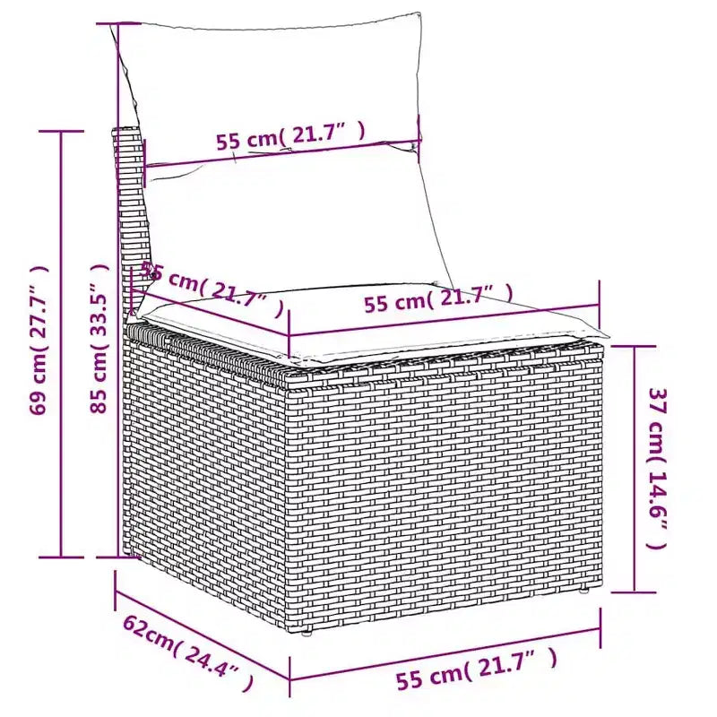 vidaXL Salon de jardin 6 pcs avec coussins Noir Résine tressée Acacia