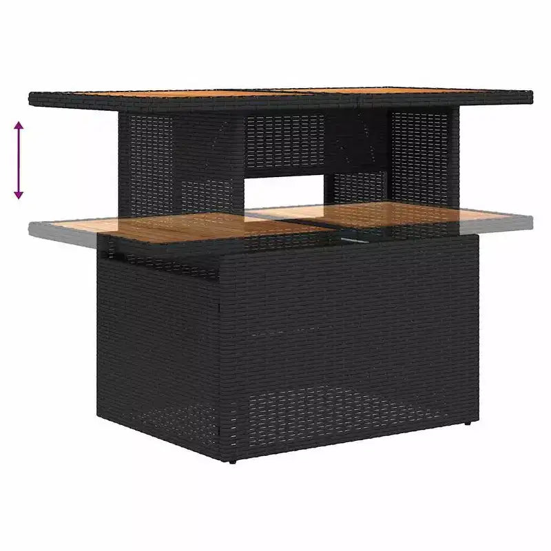 vidaXL Salon de jardin 6 pcs avec coussins Noir Résine tressée Acacia