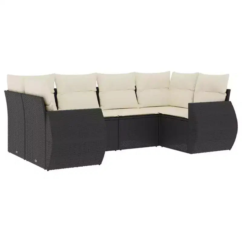 vidaXL Garden Sofa Set Black, Cream White
