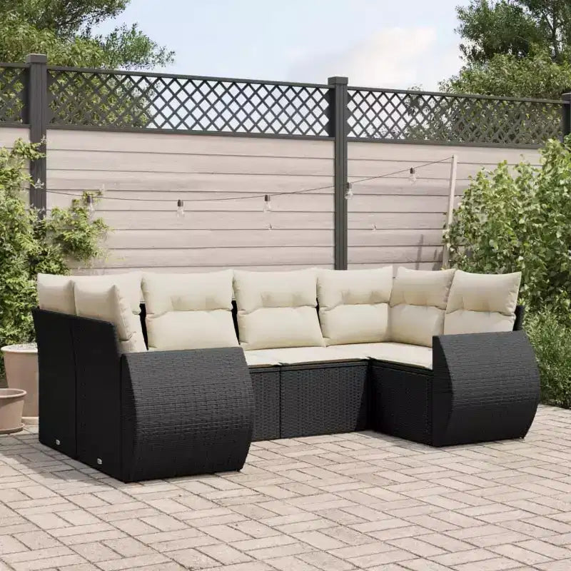 vidaXL Ensemble de canapés de jardin noir, blanc crème