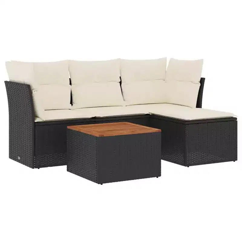 vidaXL Garden Sofa Set Black, Cream