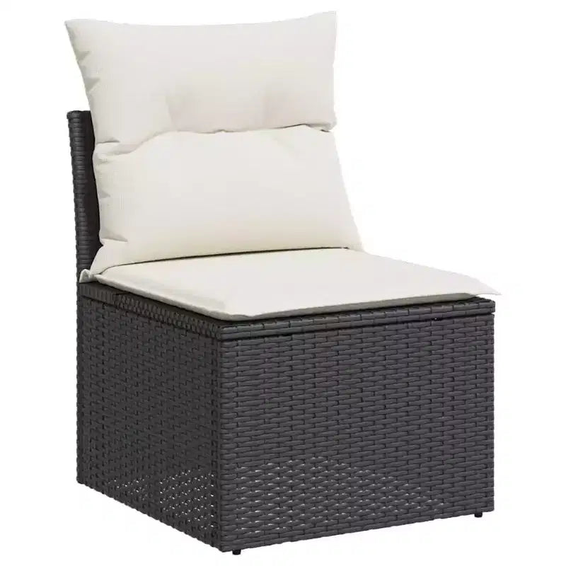 vidaXL Salon de jardin Noir, Blanc crème