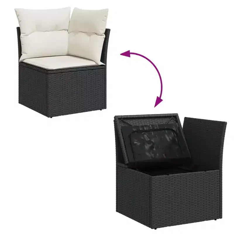 vidaXL Salon de jardin Noir, Blanc crème