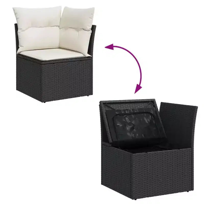 vidaXL Ensemble de canapés de jardin 12 pièces avec coussins Noir et crème Résine tressée