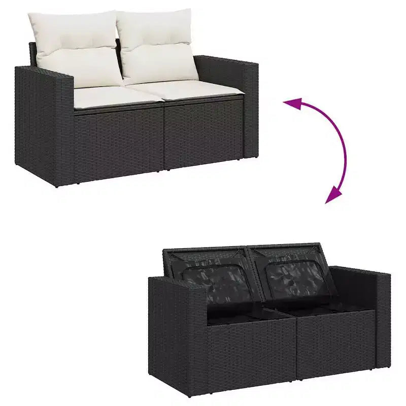 vidaXL Salon de jardin noir en résine tressée Grand salon de jardin modulable
