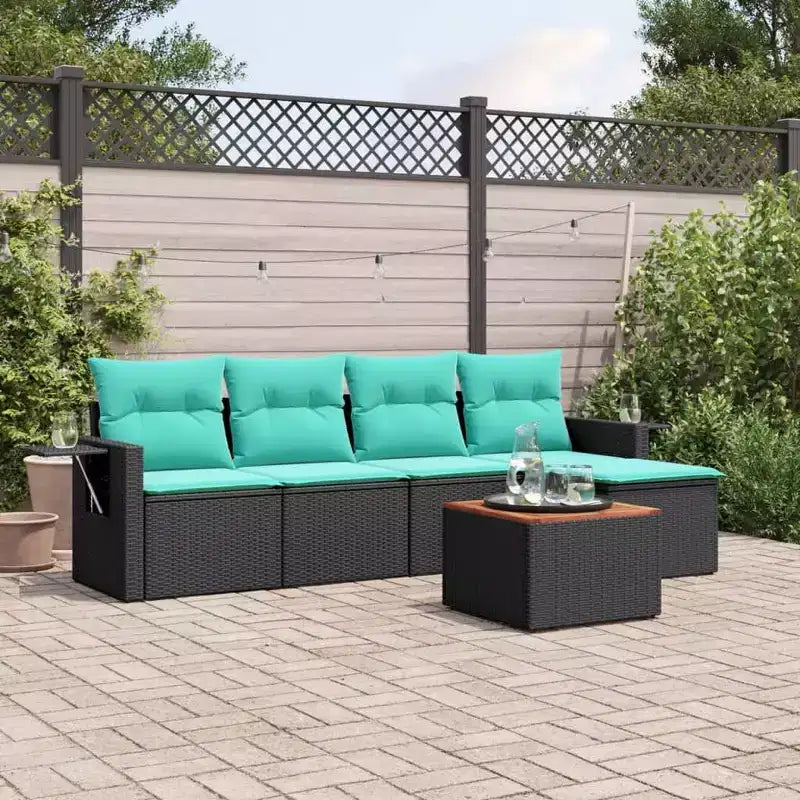 vidaXL Ensemble de canapés de jardin 6 pièces avec coussins Résine tressée noire