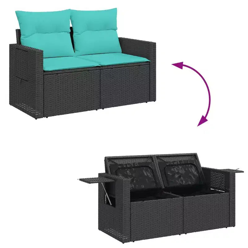 vidaXL Ensemble de canapés de jardin 6 pièces avec coussins Résine tressée noire
