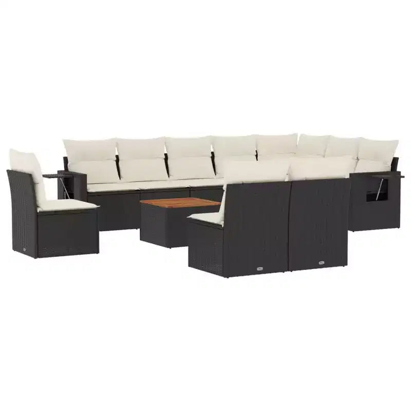 vidaXL Garden Sofa Set Black PE Rattan Large Seats Many