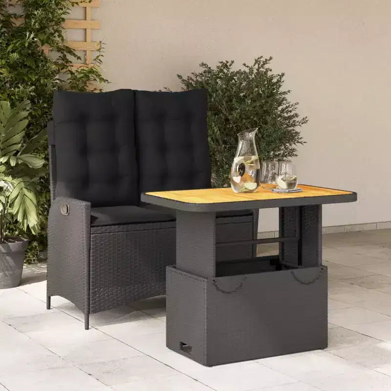 vidaXL Ensemble de salle à manger de jardin noir et marron