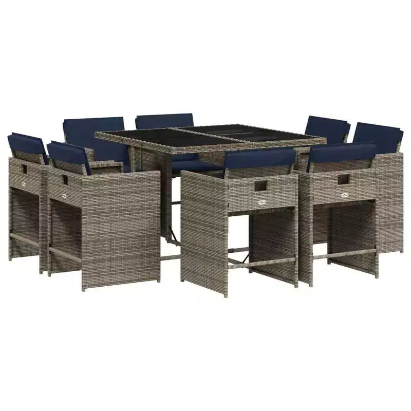 vidaXL Patio Dining Set Set of 8 Gray