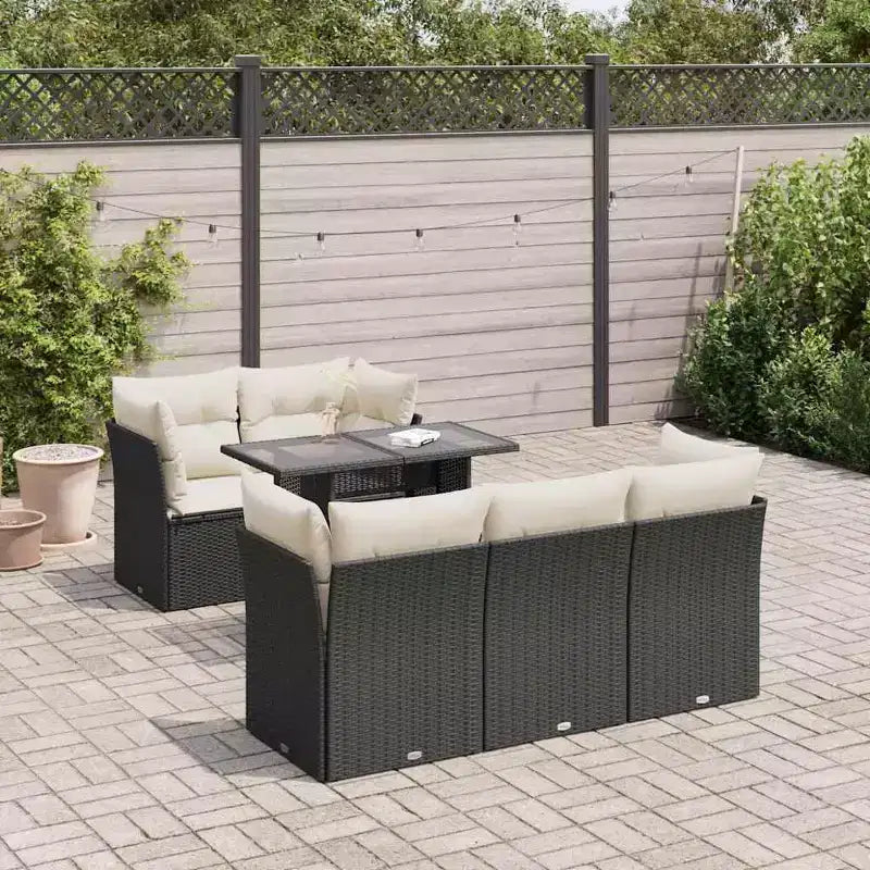 vidaXL Salon de jardin noir et crème