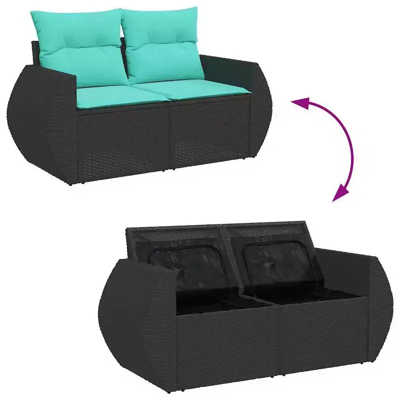 vidaXL Ensemble de canapés de jardin 6 pièces avec coussins en rotin synthétique et acacia noir