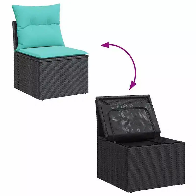 vidaXL Ensemble de canapés de jardin 6 pièces avec coussins en rotin synthétique et acacia noir