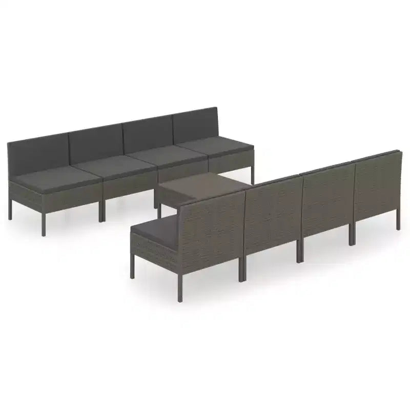 vidaXL Garden Lounge Set Patio Sectional Sofa Couch Outdoor Poly Rattan Grey