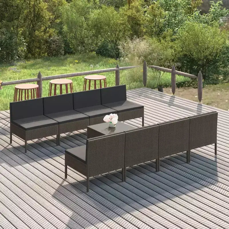vidaXL Salon de jardin canapé d'angle en résine tressée gris pour terrasse