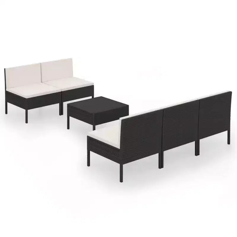 vidaXL Garden Lounge Set Patio Sectional Sofa Couch Outdoor Poly Rattan Black