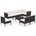 vidaXL Patio Lounge Set Outdoor Sectional Sofa Set Table Poly Rattan Black