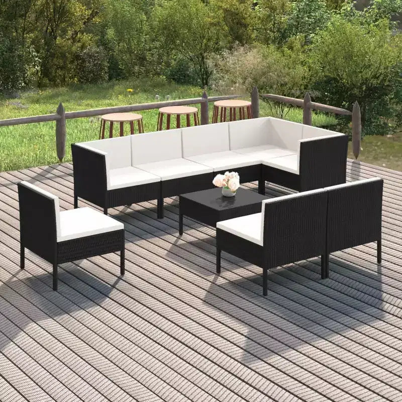 vidaXL Salon de jardin modulaire avec table en résine tressée noir