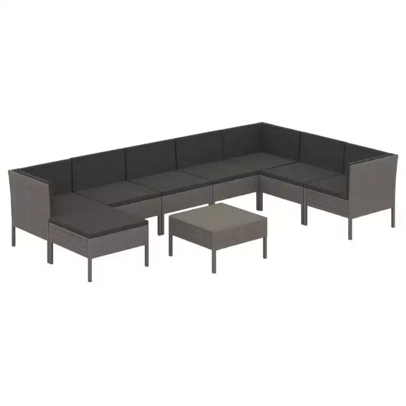 vidaXL Patio Lounge Set Outdoor Sectional Sofa Set Table Poly Rattan Gray