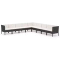 vidaXL Garden Lounge Set Patio Sectional Sofa Couch Outdoor Poly Rattan Black