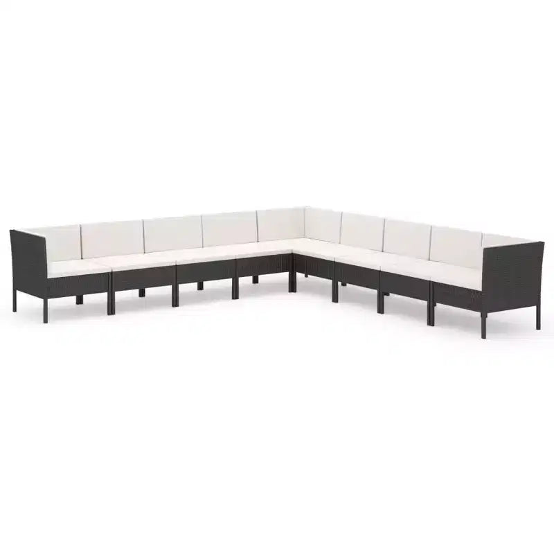 vidaXL Garden Lounge Set Patio Sectional Sofa Couch Outdoor Poly Rattan Black
