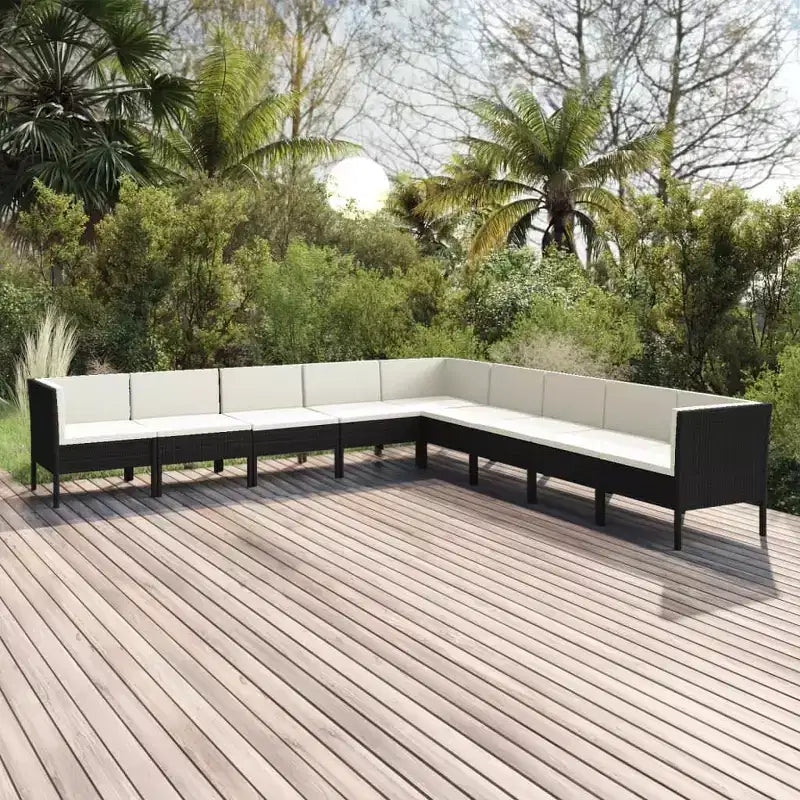vidaXL Salon de jardin canapé d'angle en résine tressée Noir