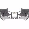 VINGLI 3 - Piece Patio Chair Set with Side Table, Outdoor/Indoor Chairs with Thick Cushions, Heavy Duty 400 LBS Capacity, Grey