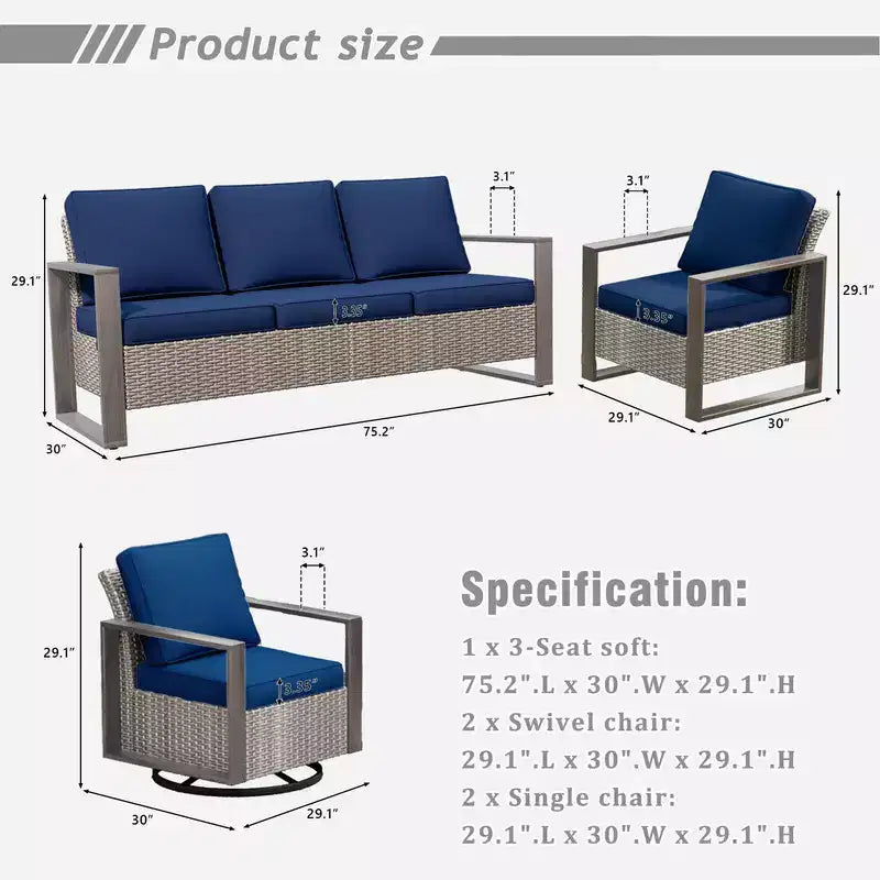 UPTIOT Ensemble de 5 chaises de jardin pour extérieur