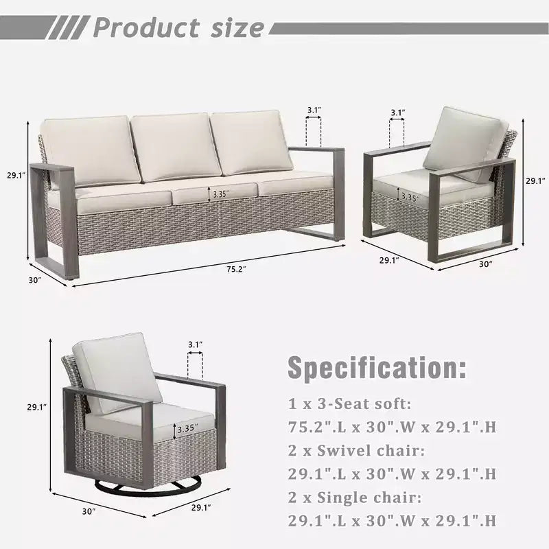 UPTIOT Ensemble de 5 chaises de jardin pour extérieur