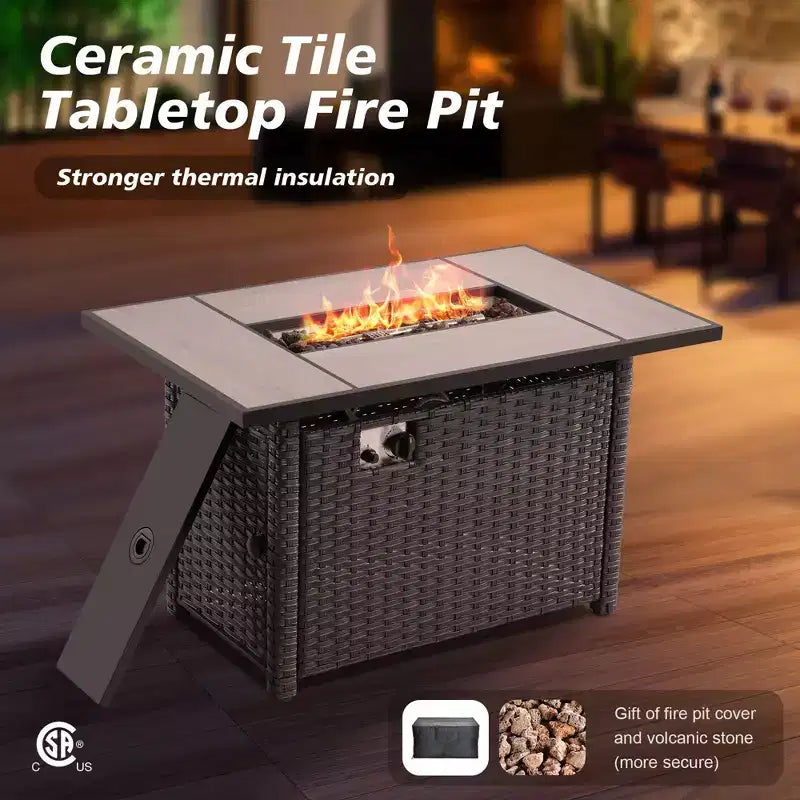 Ensemble de meubles de patio HOMLUX avec chaises pivotantes à bascule pour l'extérieur et table brasero