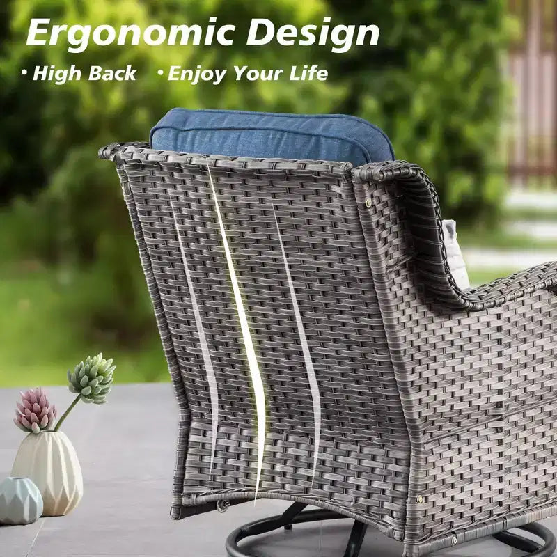 Ensemble de meubles de patio HOMLUX avec chaises pivotantes à bascule pour l'extérieur et table brasero
