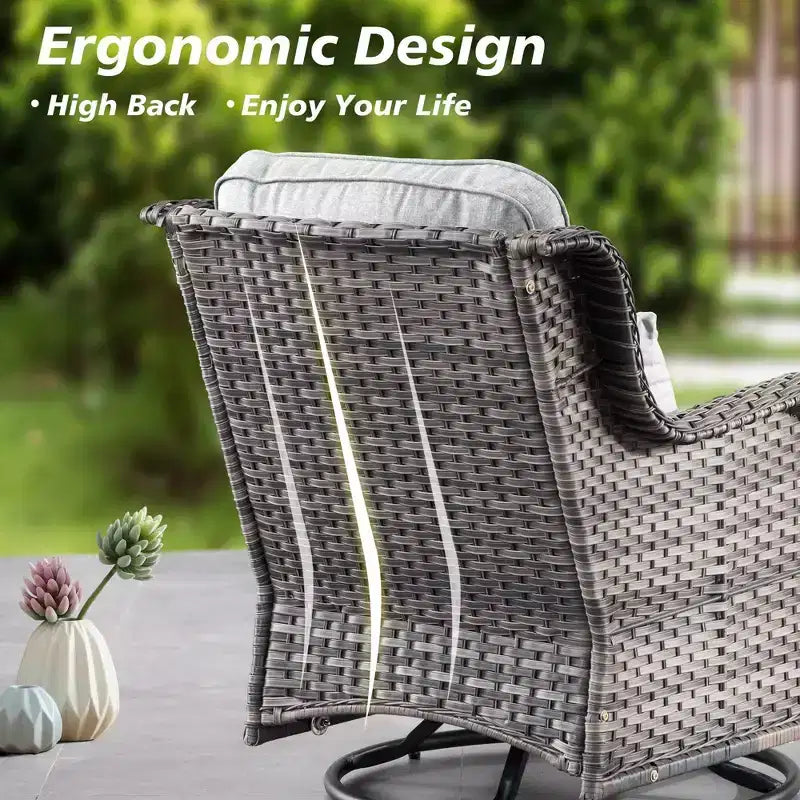 Ensemble de meubles de patio HOMLUX avec chaises pivotantes à bascule pour l'extérieur et table brasero