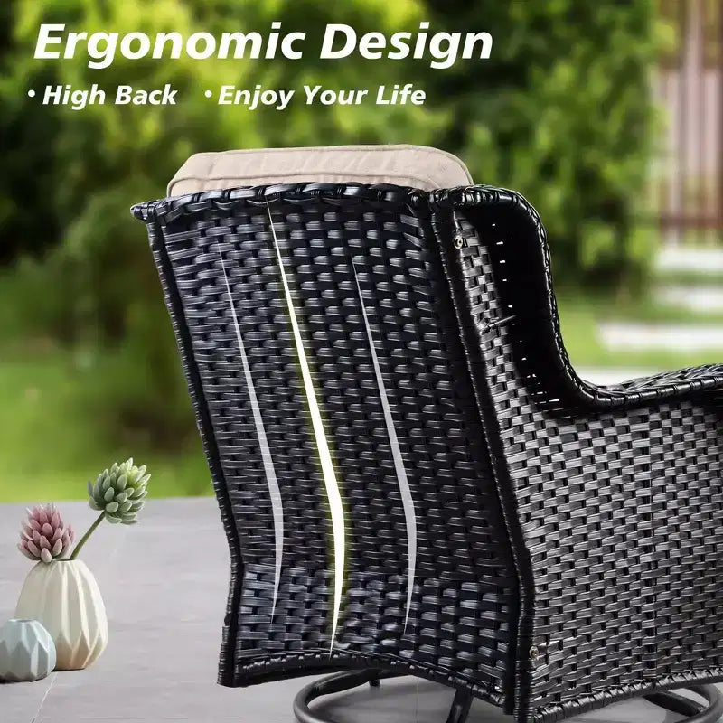 Ensemble de meubles de patio HOMLUX avec chaises pivotantes à bascule pour l'extérieur et table brasero