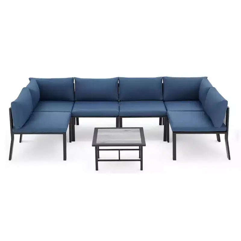 Mondawe - Ensemble de mobilier d'extérieur 7 pièces en métal, canapé d'angle de patio, salon de jardin
