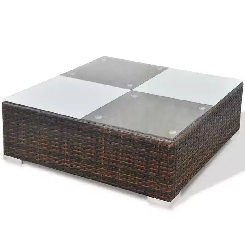 vidaXL Salon de jardin 10 pièces avec coussins en résine tressée marron