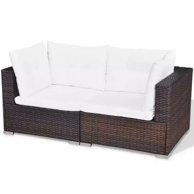 vidaXL Salon de jardin 10 pièces avec coussins en résine tressée marron