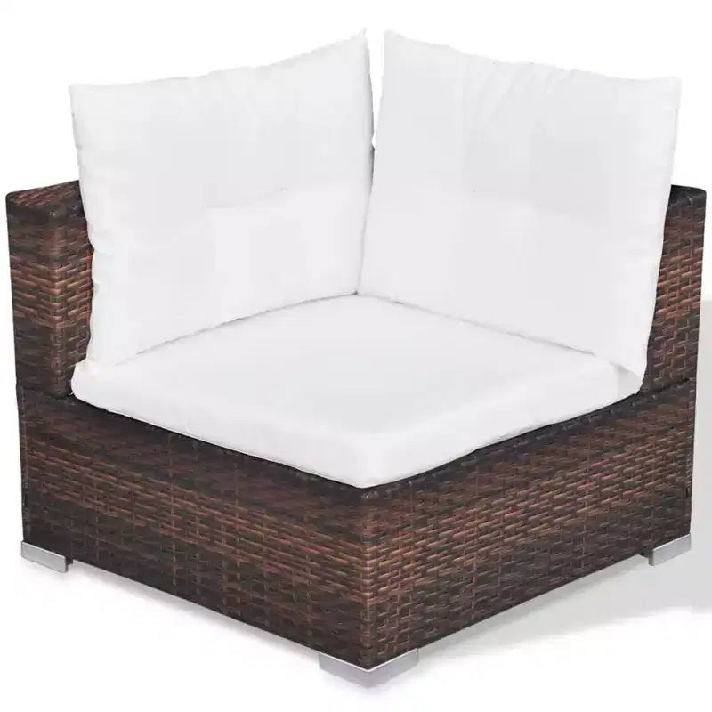 vidaXL Salon de jardin 10 pièces avec coussins en résine tressée marron