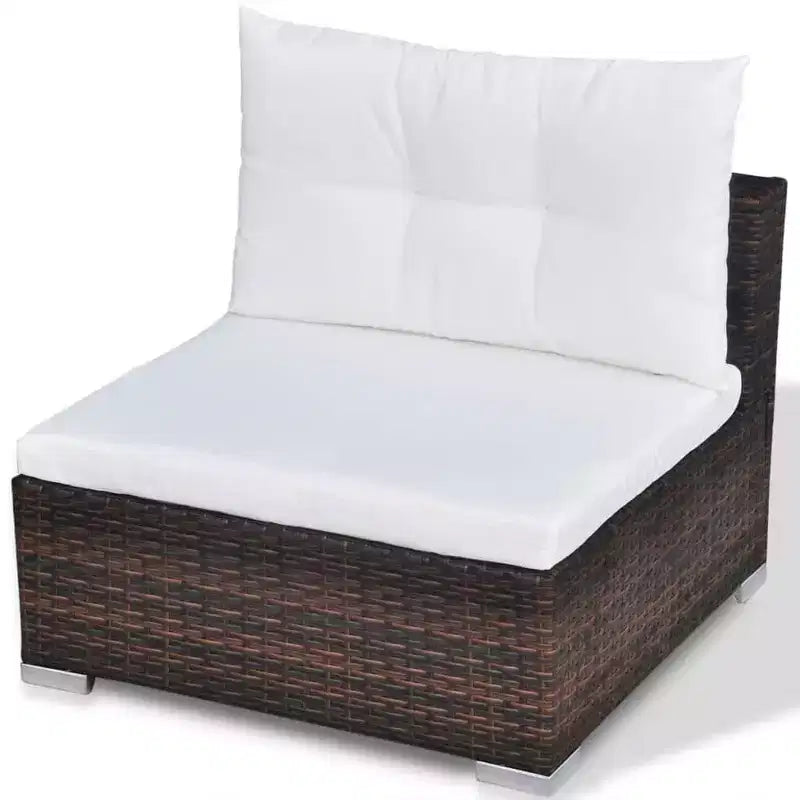vidaXL Salon de jardin 10 pièces avec coussins en résine tressée marron