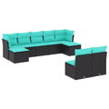 vidaXL 9 Piece Patio Sofa Set with Cushions Black Poly Rattan