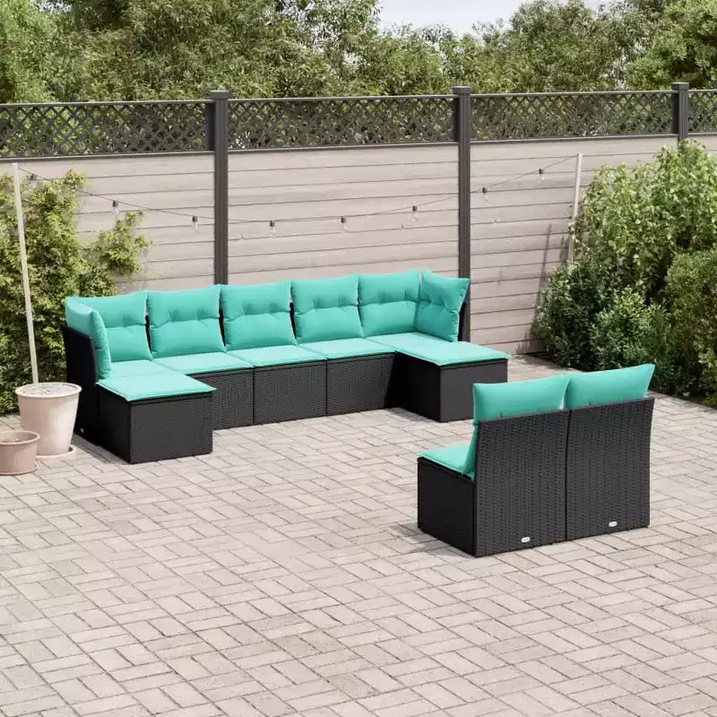 vidaXL Salon de jardin 9 pcs avec coussins résine tressée noir